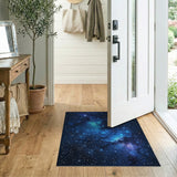 Washable Deep Blue Galaxy Area Rug - Low Pile & Non-Slip Space Design