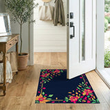 Vibrant Multi-Color Floral Border Rug