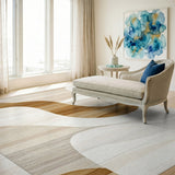 Abstract Brown Wave Area Rug