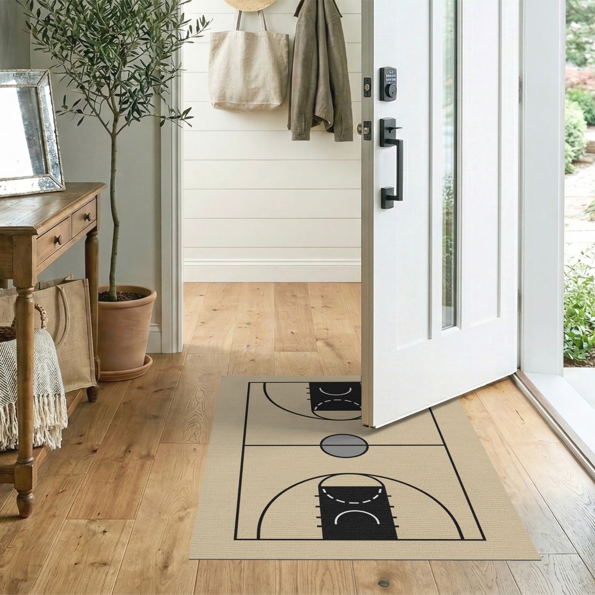 ODIKA Basketball Court Washable Area Rug - Low Pile Non-Slip Playroom Carpet