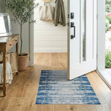Abstract Blue Grey Striped Area Rug