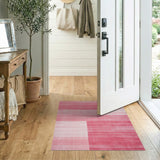 Modern Pink Geometric Block Stripe Rug