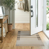 Beige Black Striped Woven Area Rug