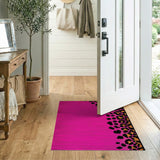 Hot Pink Leopard Print Border Area Rug