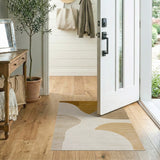 Curved Neutral Abstract Area Rug
