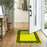 Vibrant Yellow Area Rug with Black Celtic Knot Border