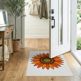 Bold Orange Sunflower Mandala Area Rug