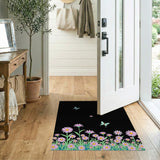 Vibrant Pink Daisy Meadow with Butterflies Rug