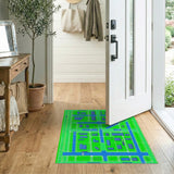 Retro Pixel City Grid Area Rug