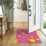 Vibrant Pink Apple Cherry Fruit Pattern Rug