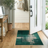 Emerald Green Distressed Abstract Area Rug