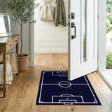 Navy Blue Soccer Field Area Rug