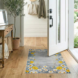 Yellow Daisy Floral Grey Area Rug