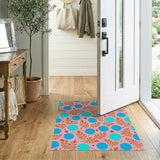 Vibrant Pink Polka Dot Fern Leaf Area Rug