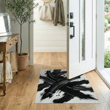 Bold Black Ink Splash Abstract Area Rug