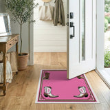 Pink Cowboy Boots Southwestern Area Rug