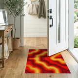 Vibrant Wavy Red Orange Yellow Area Rug