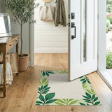 Green Lush Green Leaf Border Area Rug