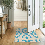 Blue Tile Motif Area Rug