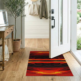 Red Bold Red Geometric Stripe Area Rug