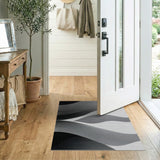 Geometric Modern Black and White Abstract Wavy Lines Black White Area Rug