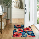 Floral Vintage Vibrant Hibiscus Floral Area Rug