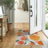 Vibrant Orange Peach Fruit Pattern Area Rug