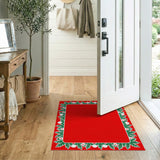 Festive Red Holly Berry Border Area Rug