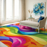 Vivid Rainbow Swirl Area Rug