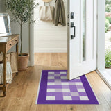 Purple Purple Grid Geometric Area Rug