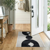 Stacked Geometric Black White Area Rug