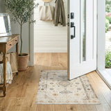 Distressed Beige Medallion Area Rug