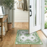 Ornate Green Floral Daisy Area Rug