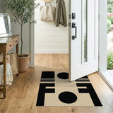 ODIKA Washable Abstract Geometric Rug - Modern Mid-Century Bauhaus Black & Cream Low Pile Area Rug
