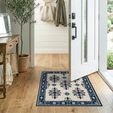 Navy Teal Persian Motif Area Rug