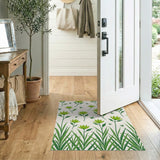 Vibrant Green Floral Scatter Area Rug