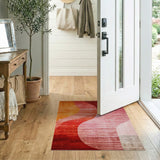 Vibrant Abstract Wave Area Rug in Red Orange