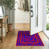 Red Swirling Tribal Patterns Blue Area Rug