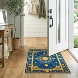 ODIKA Blue Gold Persian Floral Area Rug