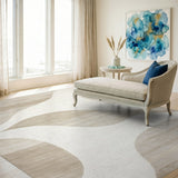 Abstract Wave Neutral Area Rug