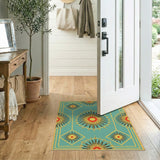 Geometric Modern Teal Starburst Geometric Area Rug