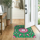 Emerald Green Pink Mandala Area Rug