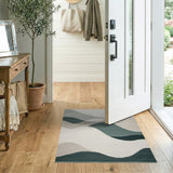 Abstract Teal Wave Landscape Rug