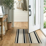 Modern Black Beige Tan Vertical Striped Area Rug