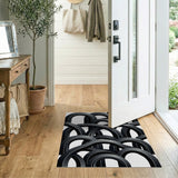 Black Interlocking Arches Geometric Rug