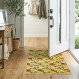 Vintage Yellow Floral Area Rug with Bold Blooms