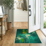 Teal Green Abstract Splatter Area Rug
