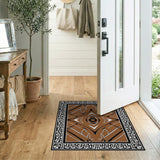 Terracotta Geometric Modern Rug with Black Borders