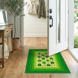 Floral Vintage Lucky Shamrock Green Area Rug