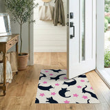 Whimsical Black Cats Pink Stars Area Rug